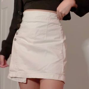Current/Elliott asymmetrical cream button mini skirt
